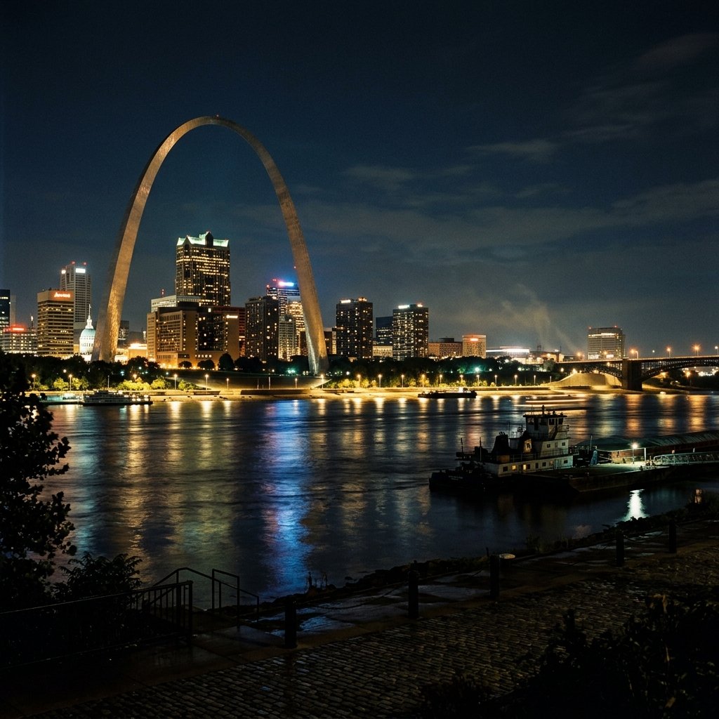 St. Louis Skyline Night Cinema Backdrop
